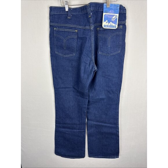Vintage GWG Scrubbies Jeans Bootcut Men 36X34 Dark Blue Denim 1970s–80s NWT - Picture 3 of 6